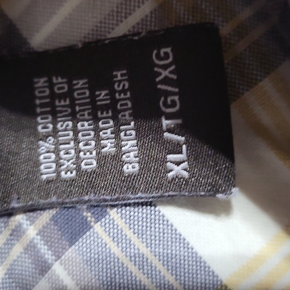 TIMBERLAND GRAY YELLOW PLAID ROLL TAB COTTON WESTERN BUTTON DOWN BUTTON SHIRT - Picture 4 of 15